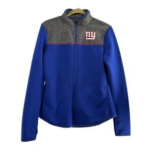 NFL Team Apparel Womens NY Giants TX3 Warm Full-Zip Jacket M Blue & Gray Ribbed